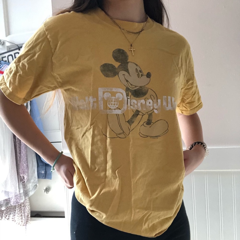 disney mickey mustard yellow graphic tee